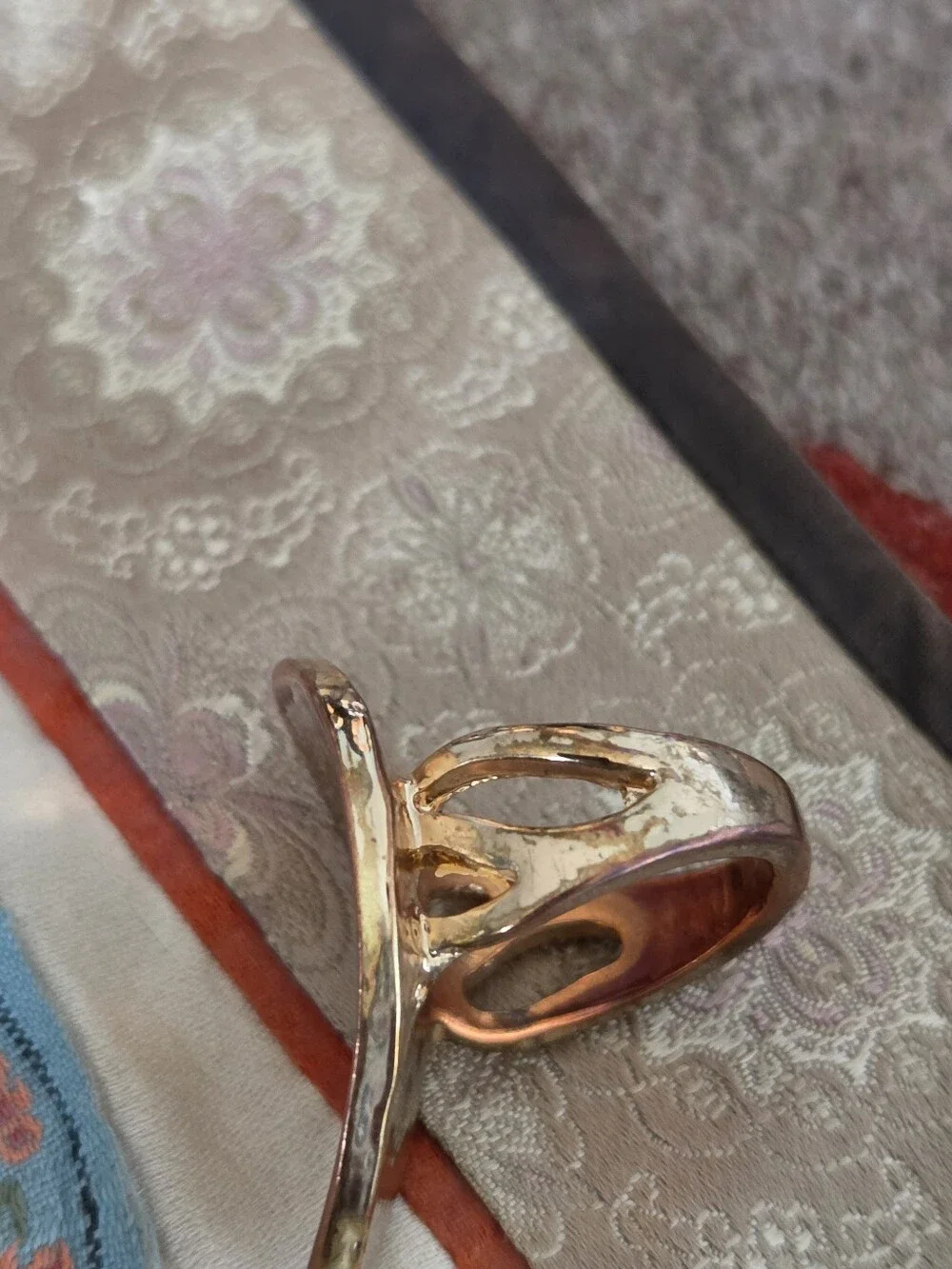 Bronze Gold Statement Ring Geometric Size 6.5